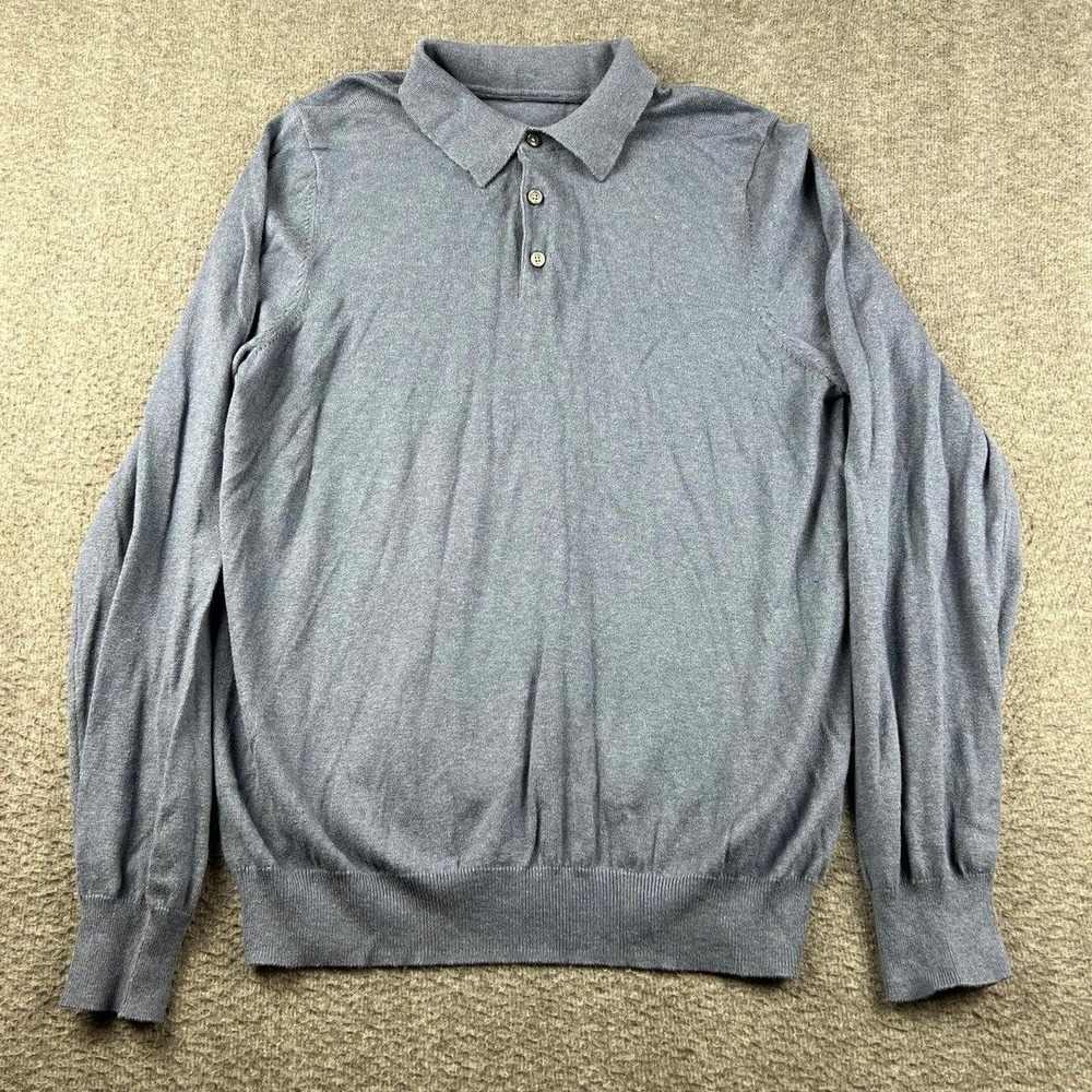 Croft & Barrow Men's Small Blue Long Sleeve Polo Sweater Knit Pullover Shirt